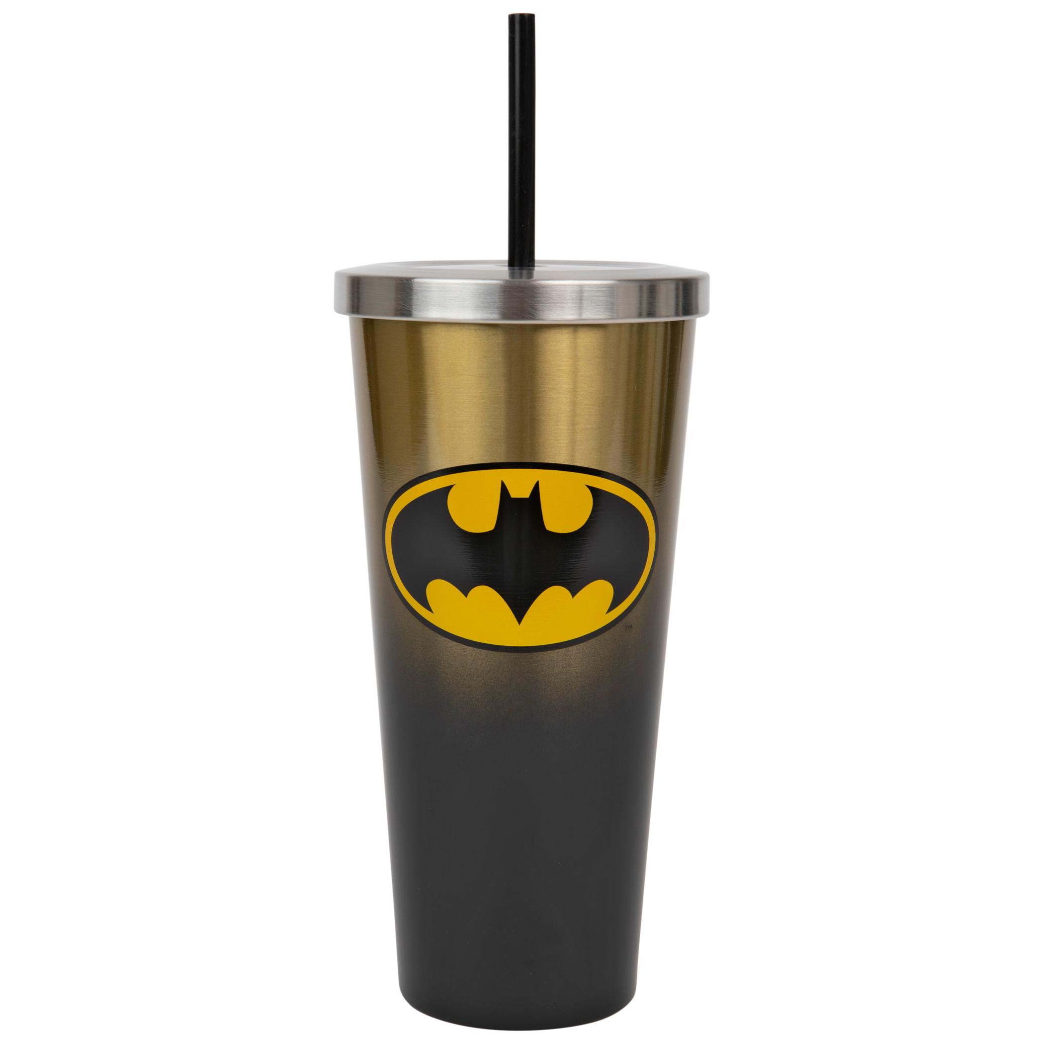 Batman Symbol Stainless Steel Travel Cup with Straw